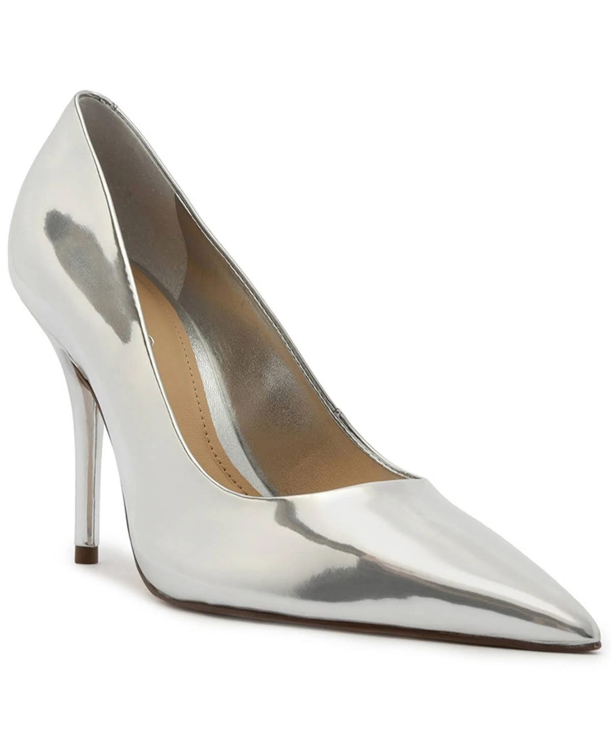 Silver Pointed Toe High Stiletto Pumps for Versatile Style | Image