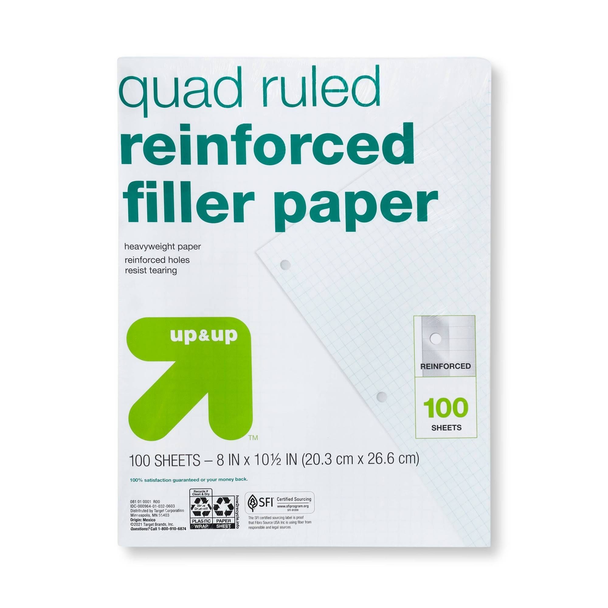 Up & Up Filler Paper Reinforced Quad Ruled Lined Notebook | Image