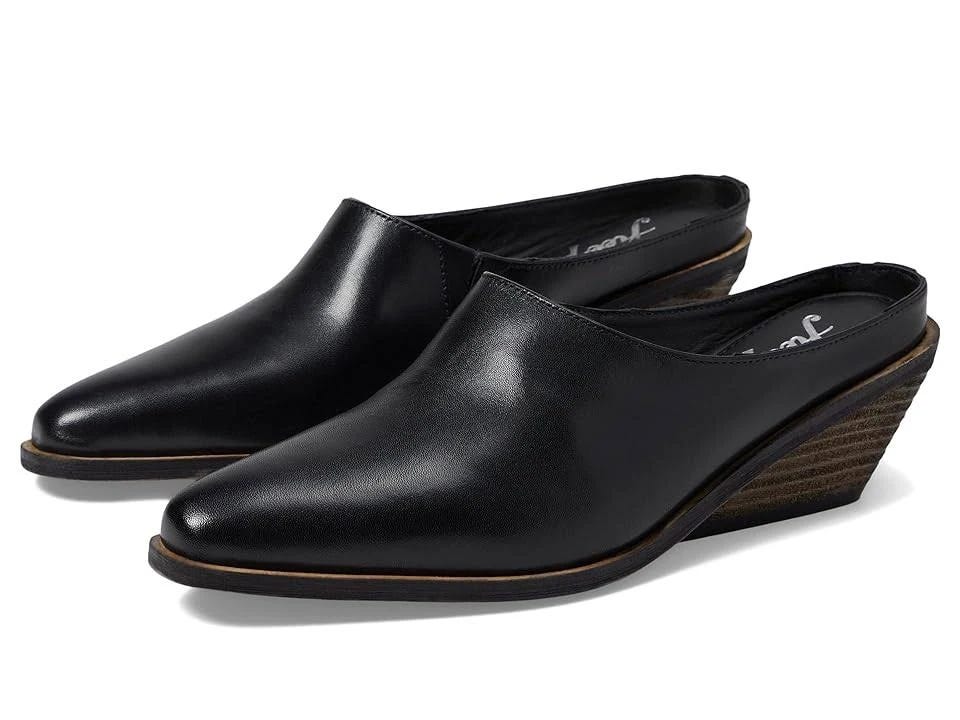 Sleek Black Pointed Toe Mules with Western Flair | Image