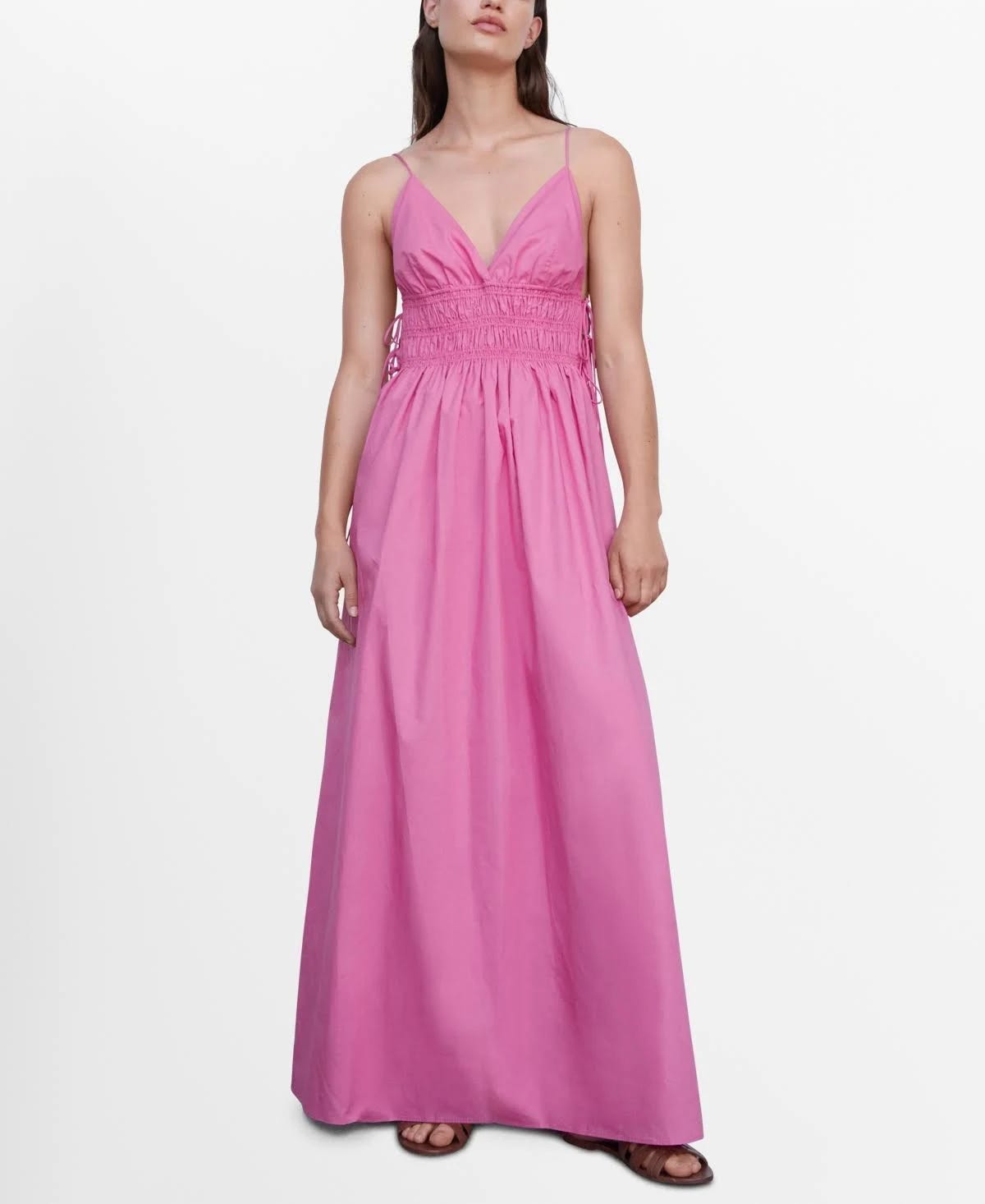 Chic Maxi Dress with Flared Hem and Side Ties | Image