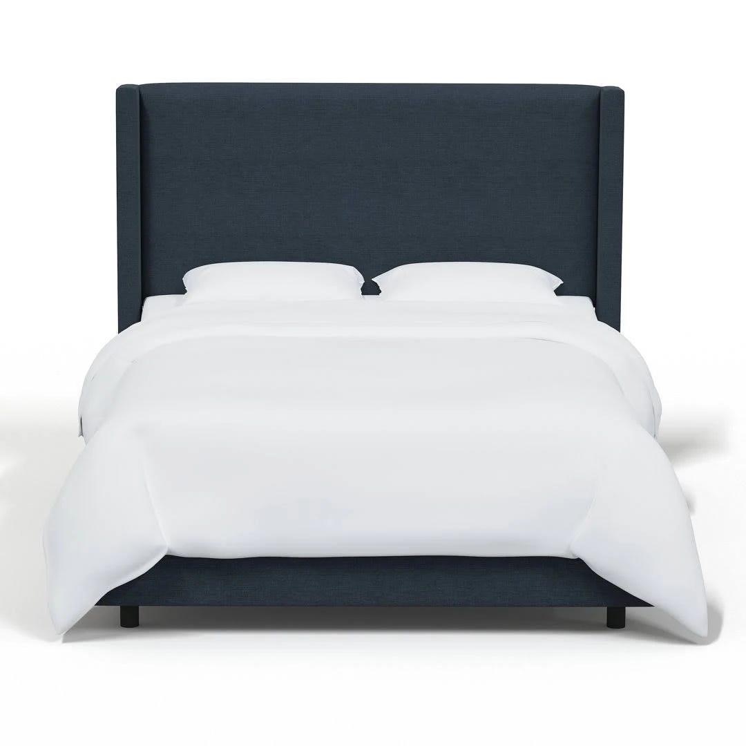 Navy Upholstered Wingback King Bed | Image