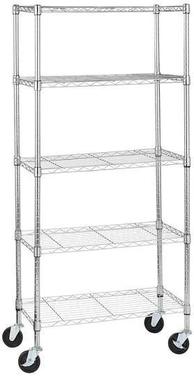 amazonbasics-5-shelf-shelving-storage-unit-on-4-wheel-casters-metal-organizer-wire-rack-chrome-silve-1