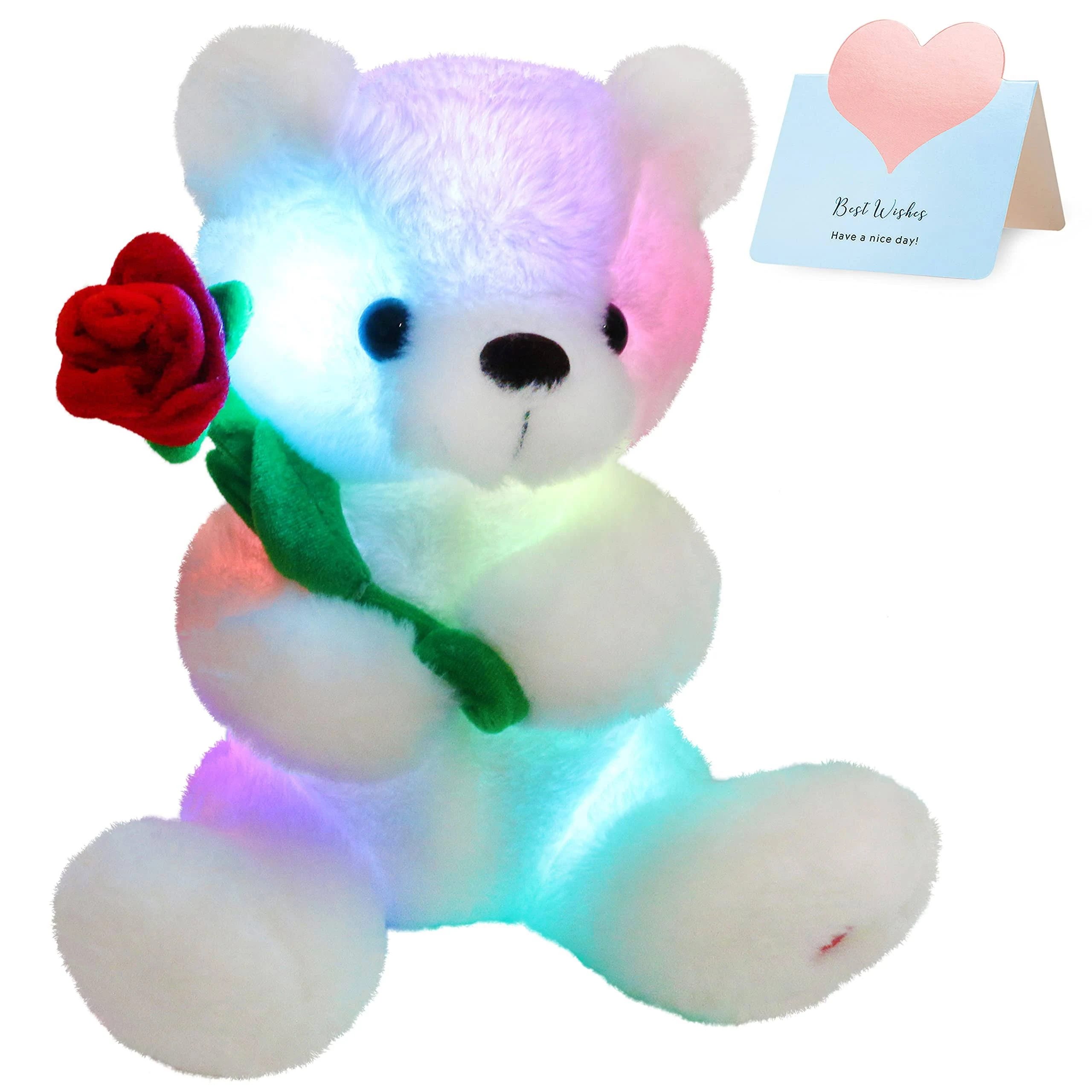 Luxurious LED-lit Rose-holding Teddy Bear for Kids | Image