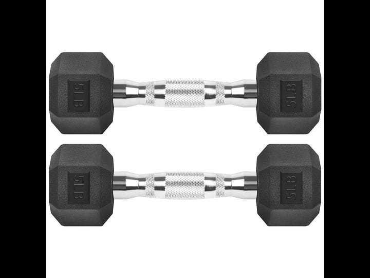 zoomster-hex-dumbbells-rubber-coated-cast-iron-hex-black-dumbbell-free-weights-for-exercises-5-pound-1