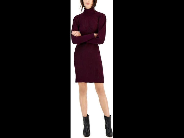 taylor-dresses-womens-mock-neck-puff-sleeve-cable-knit-sweater-dress-6702m-fig-purple-1