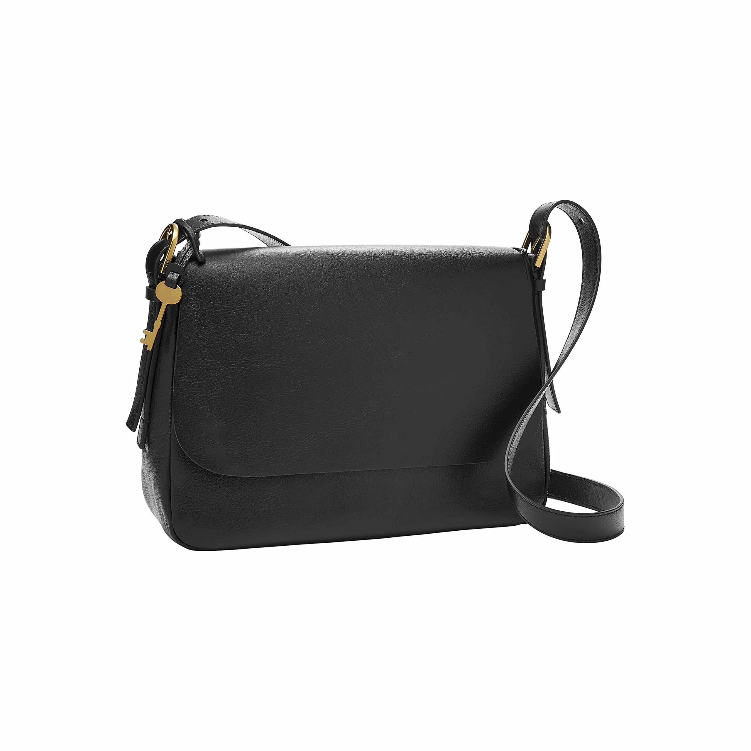 Stylish Black Eco-Leather Crossbody Bag with Recycled Polyester Interior | Image