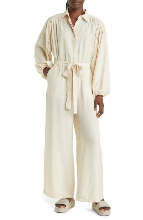 Flowy Beige Long Sleeve Jumpsuit by Topshop for Women in Size 4 US | Image