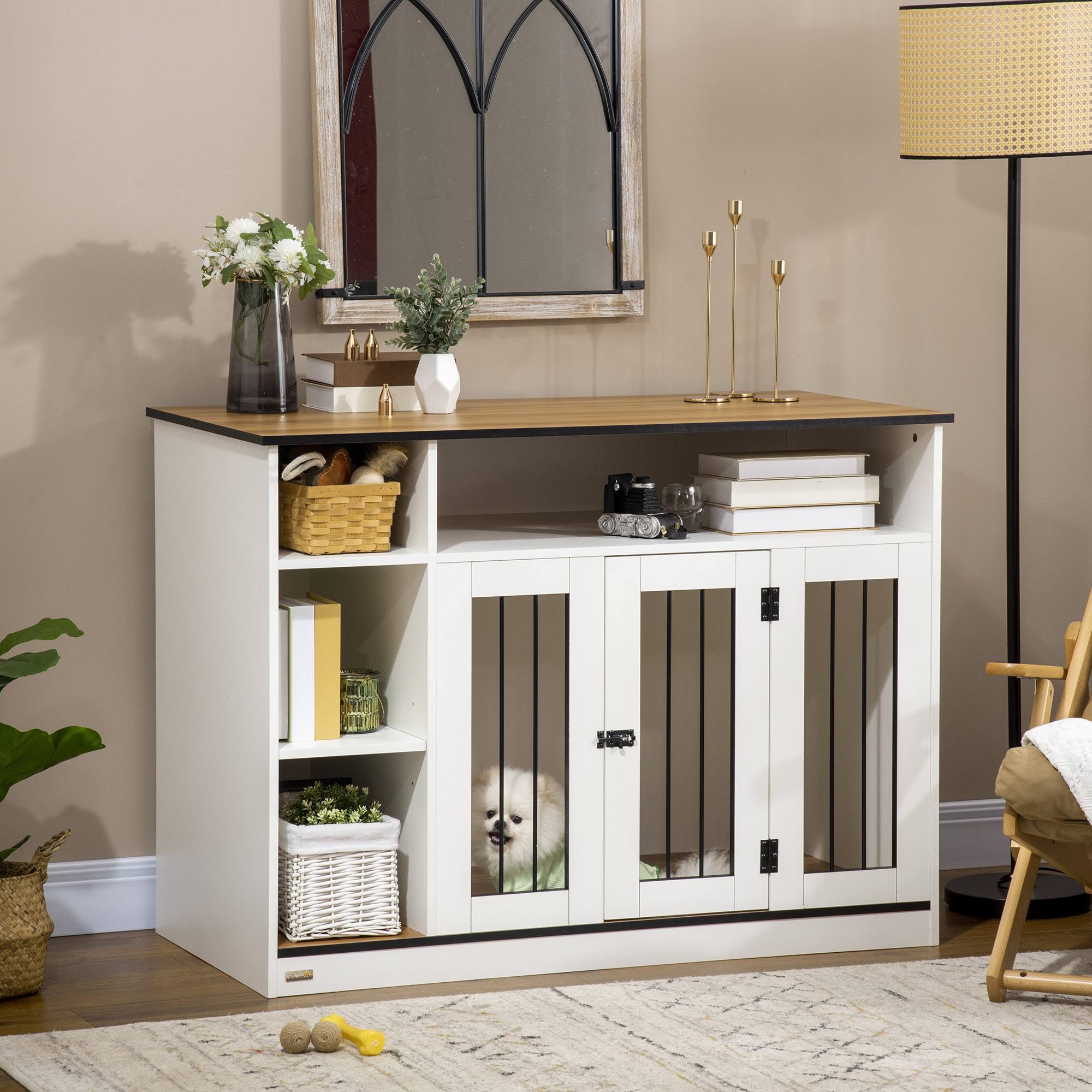 Furniture-Style Extra Large Dog Crate with Adjustable Shelf and Lockable Door | Image