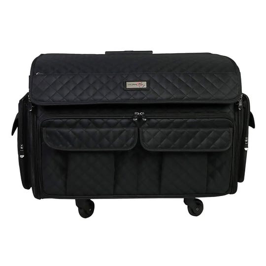 everything-mary-4-wheels-xl-collapsible-deluxe-sewing-machine-trolley-black-quilted-rolling-carrying-1