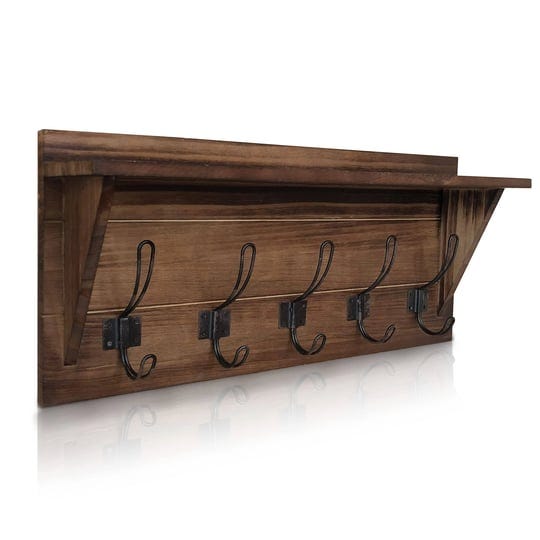 coat-rack-shelf-wall-mount-rustic-entryway-brown-wooden-24-organizer-1