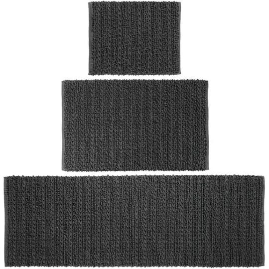 mdesign-bathroom-3-piece-rug-set-cotton-water-absorbent-bath-mats-black-1