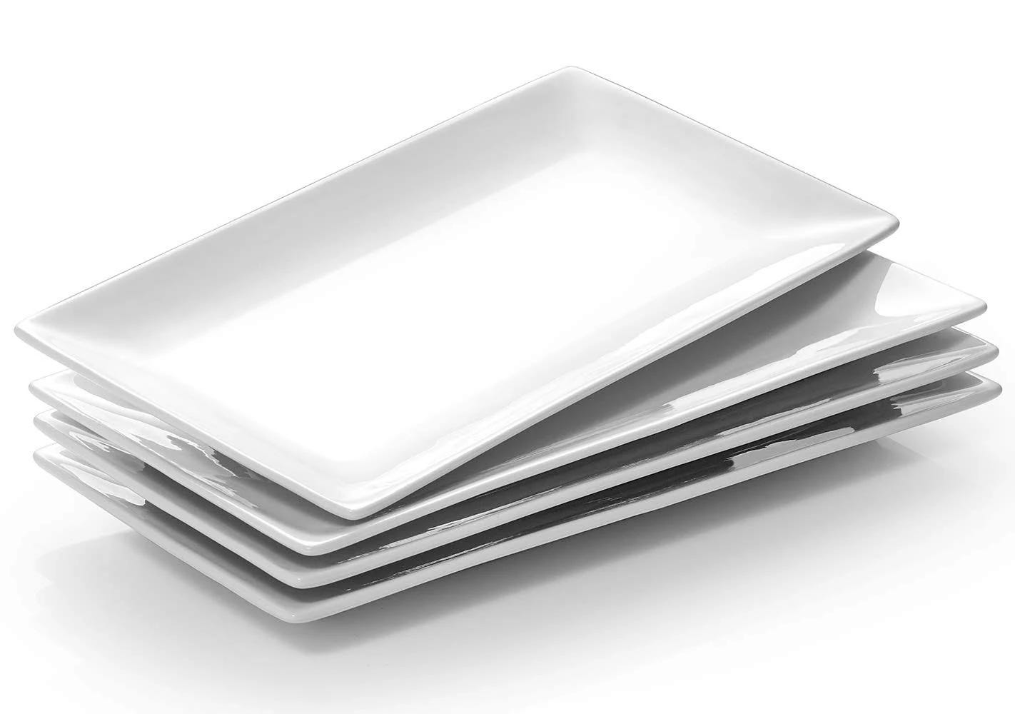 DOWAN 9.7 inch White Porcelain Serving Platters Set of 4 | Image