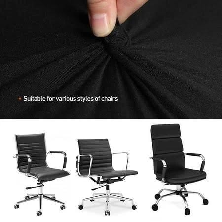 Black Stretch Rotating Chair Cover by WINOMO | Image