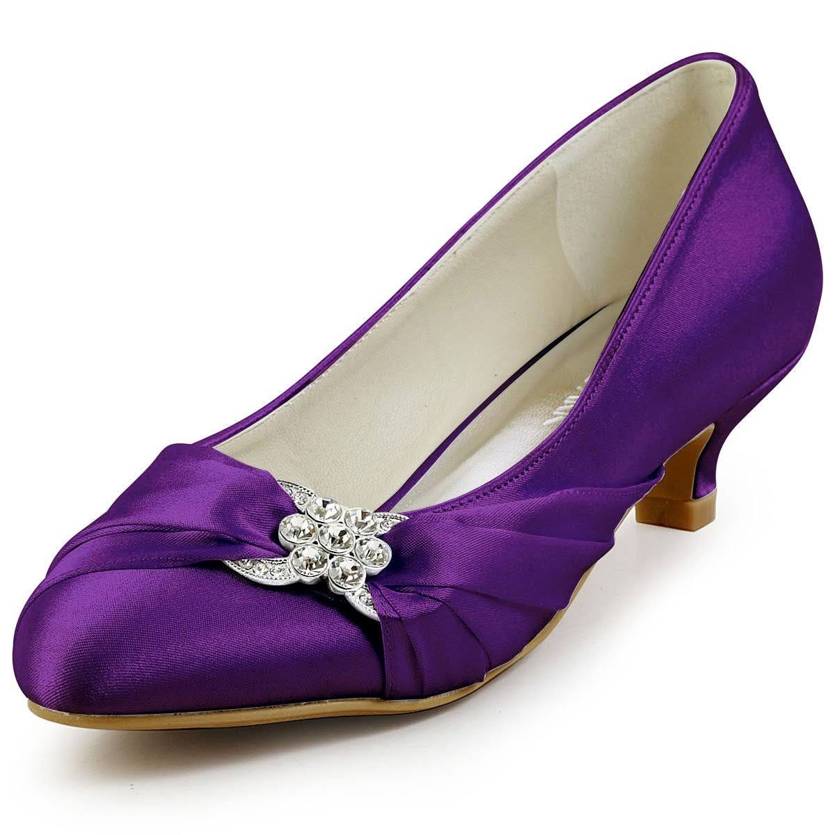 Purple Kitten Heel Bridal Shoes for Comfortable Elegance | Image