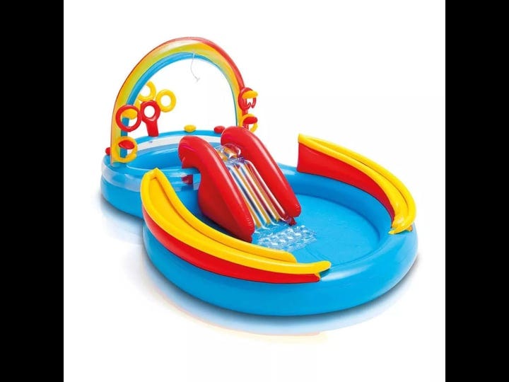 intex-9-75ft-x-6-3ft-x-53in-rainbow-slide-kids-play-inflatable-pool-ring-center-1