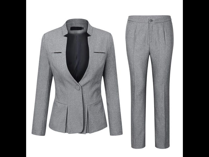 yunclos-womens-elegant-business-2-piece-office-lady-suit-set-work-blazer-pant-light-grey-large-1