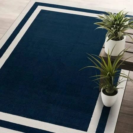 Gorgeous Navy Blue Navy Rug with Jute Back | Image