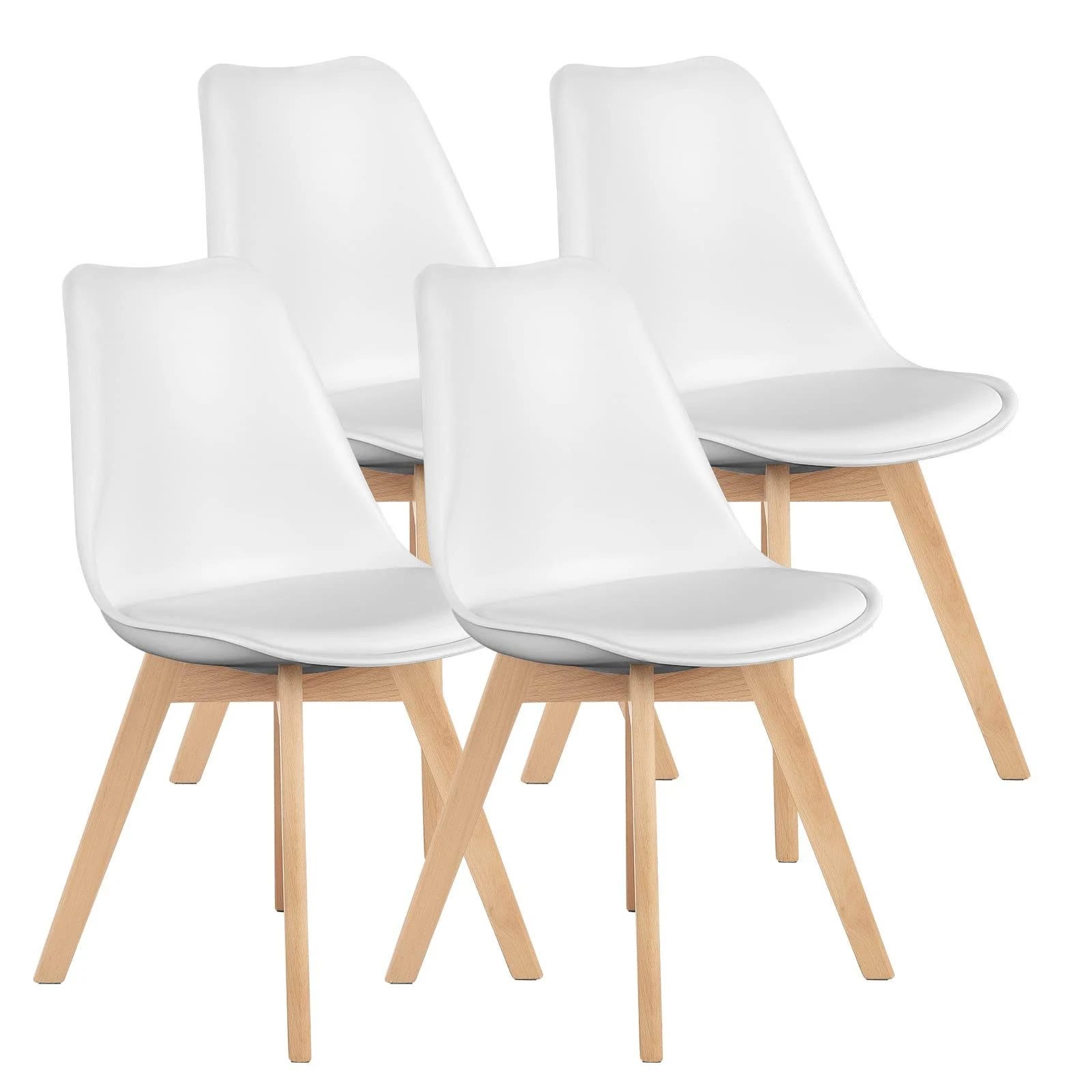 Olixis White Mid-Century Modern Dining Chairs - 4-Piece Set | Image