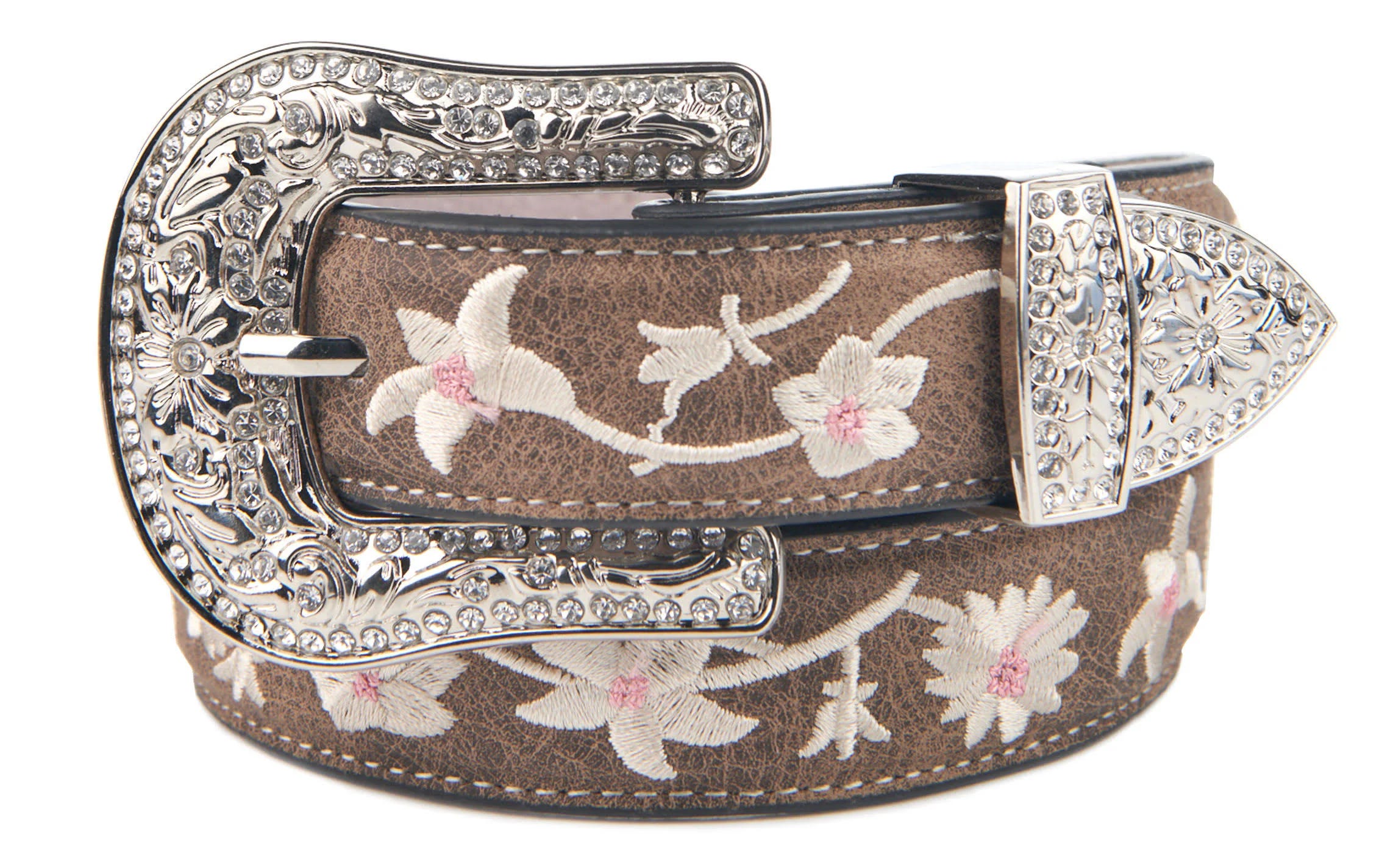 Fashionable Embroidered Girls Belt with Silver Buckle | Image