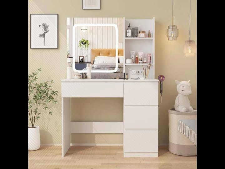 white-vanity-desk-with-mirror-and-lights-makeup-vanity-with-lights-4-drawers-1