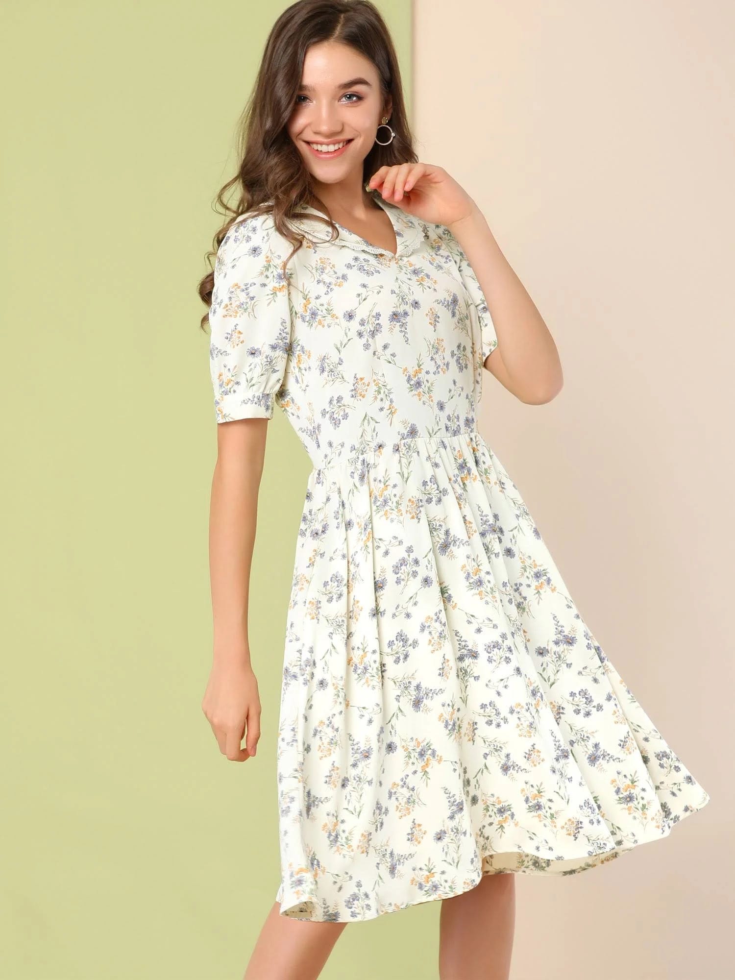 Lightweight Floral Midi Dress for Wedding Guest | Image