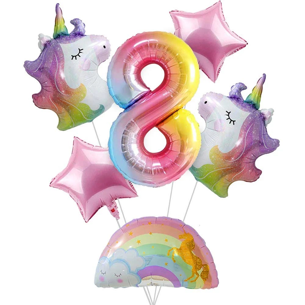 Magical Unicorn Party Balloon Set for 8th Birthday | Image