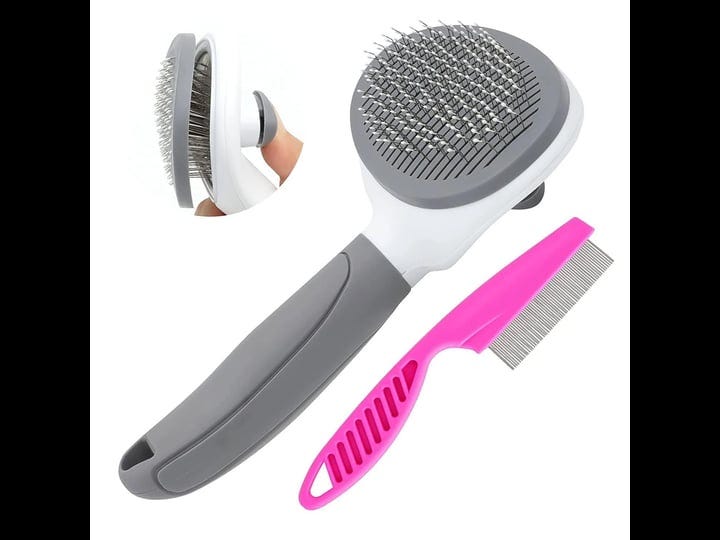 cat-brush-for-shedding-and-grooming-pet-self-cleaning-slicker-brush-with-cat-hair-comb-grey-1
