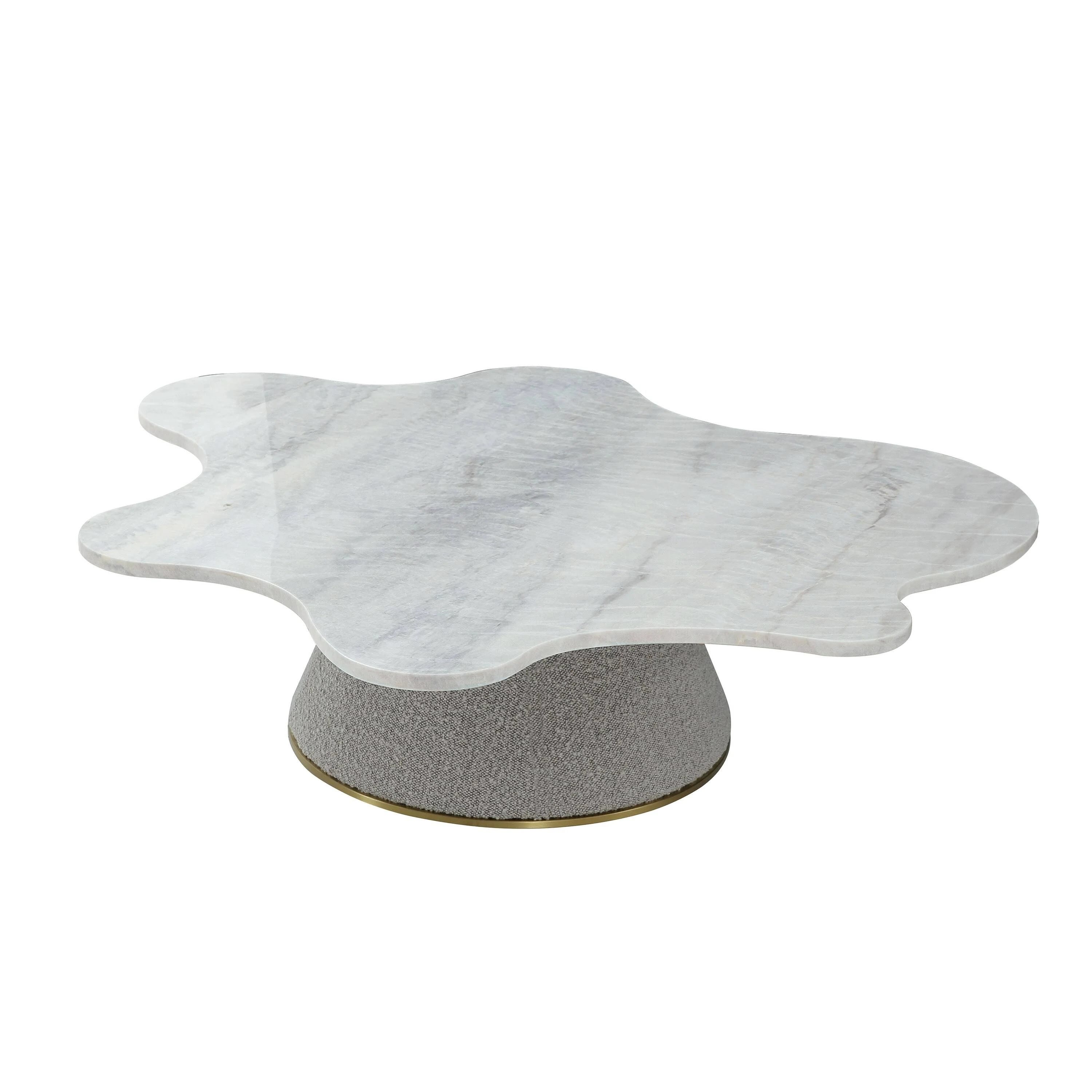 Simona Marble Top Coffee Table with Golden Stainless Steel Base | Image