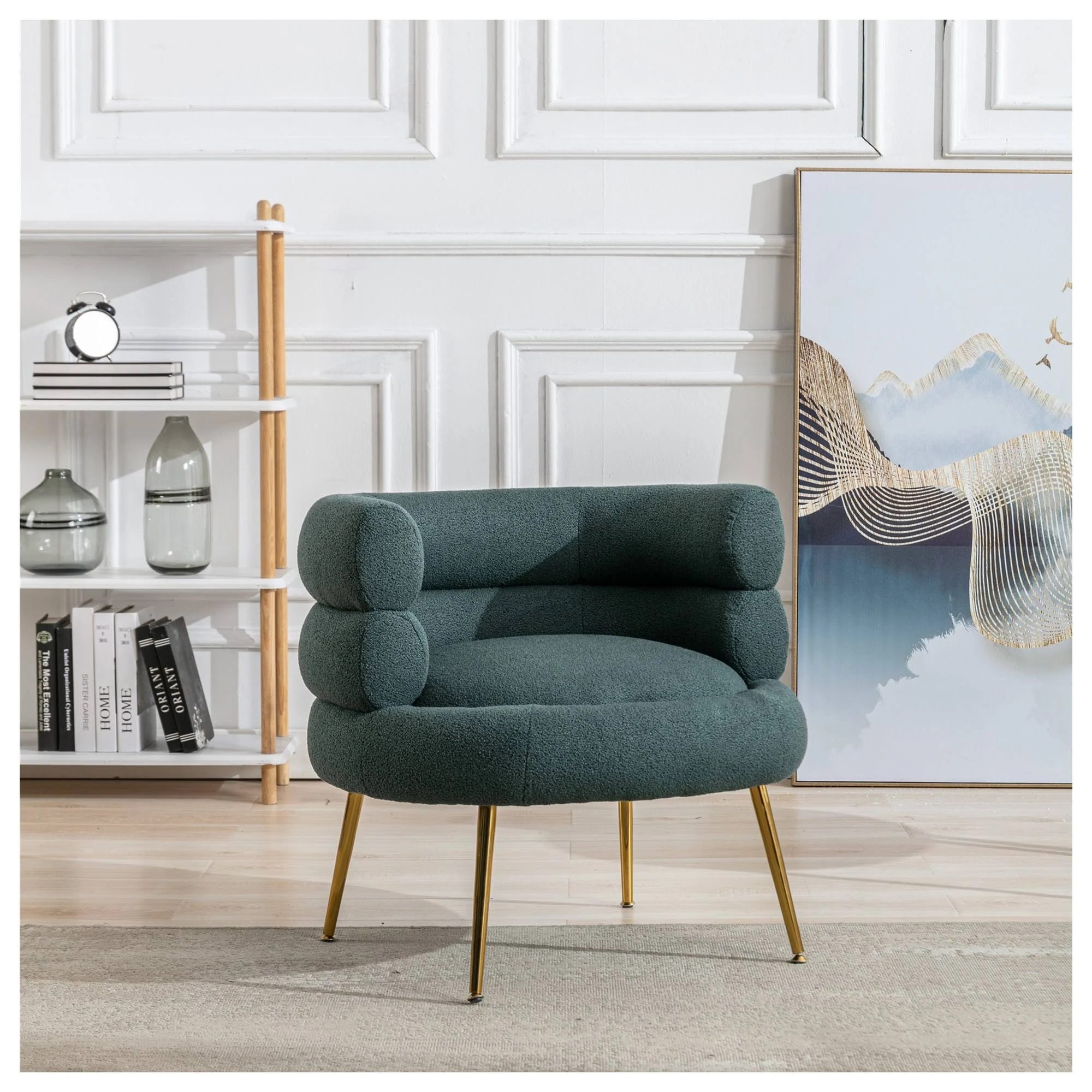 Modern Emerald Velvet Accent Chair (30