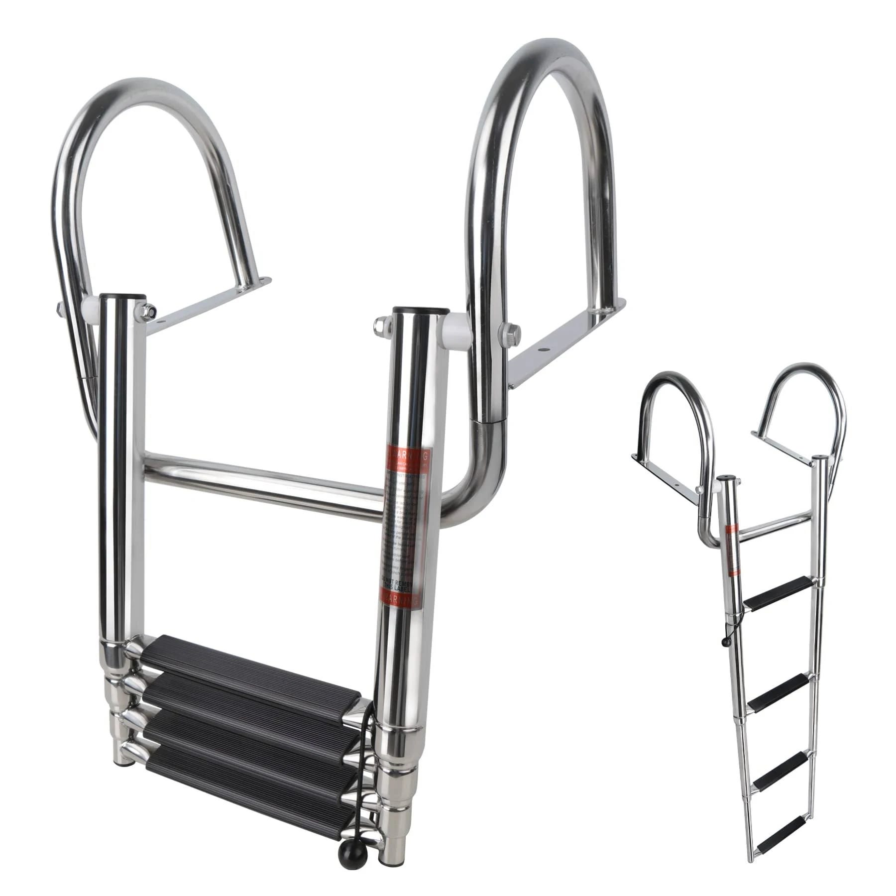 Durable Marine Grade Stainless Steel 4-Step Pontoon Boat Ladder | Image