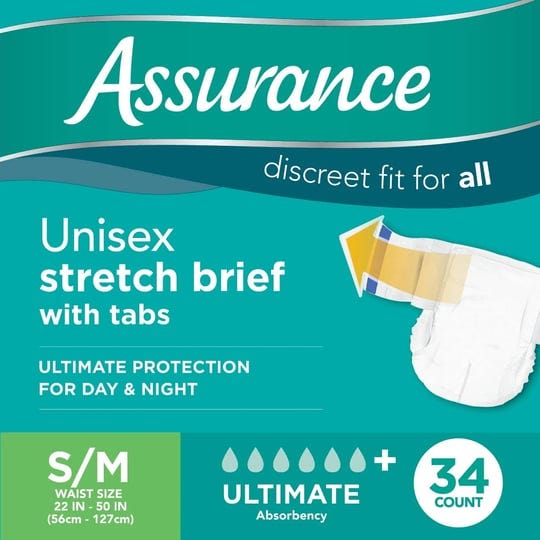assurance-small-medium-unisex-stretch-briefs-with-tabs-34-ct-1