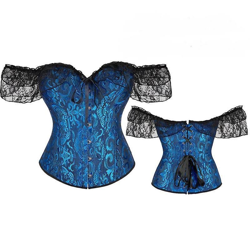 Fashionable Blue Floral Lace Bustier Corset for an Hourglass Figure | Image