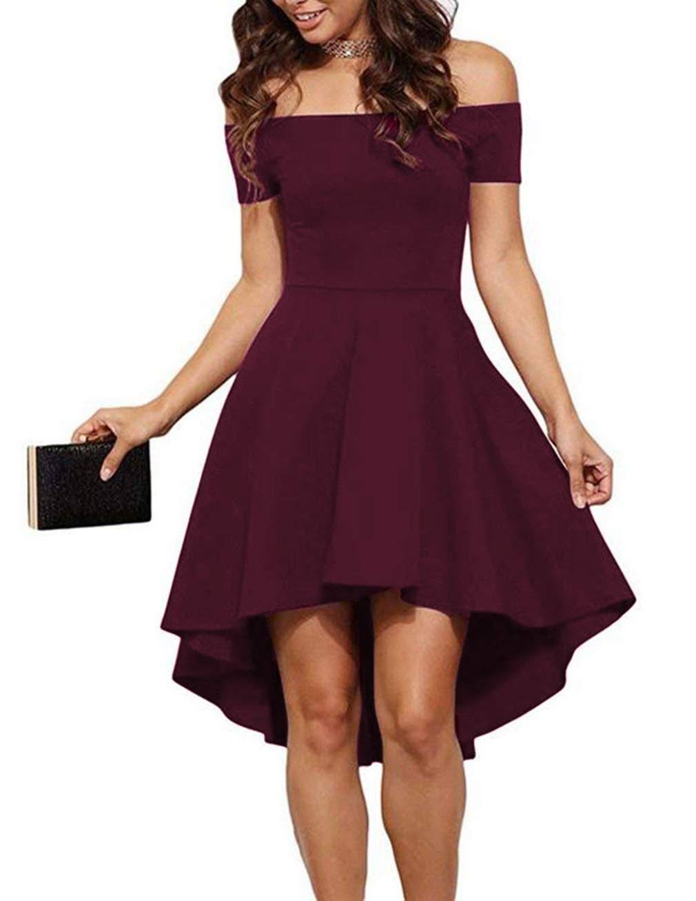 Burgundy Off Shoulder Cocktail Dress | Image