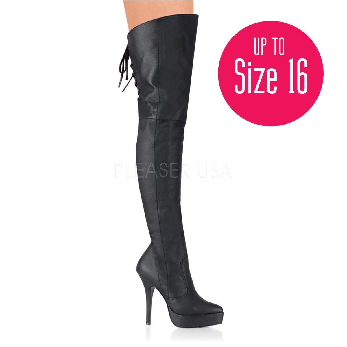Black Stiletto Thigh High Boots with Zip-Up Closure | Image