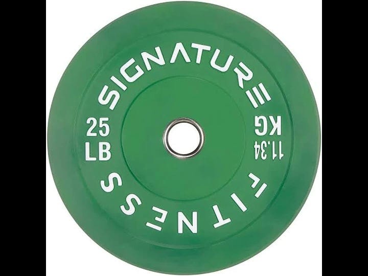 signature-fitness-2-olympic-bumper-plate-weight-plates-with-steel-hub-25lb-single-colored-1