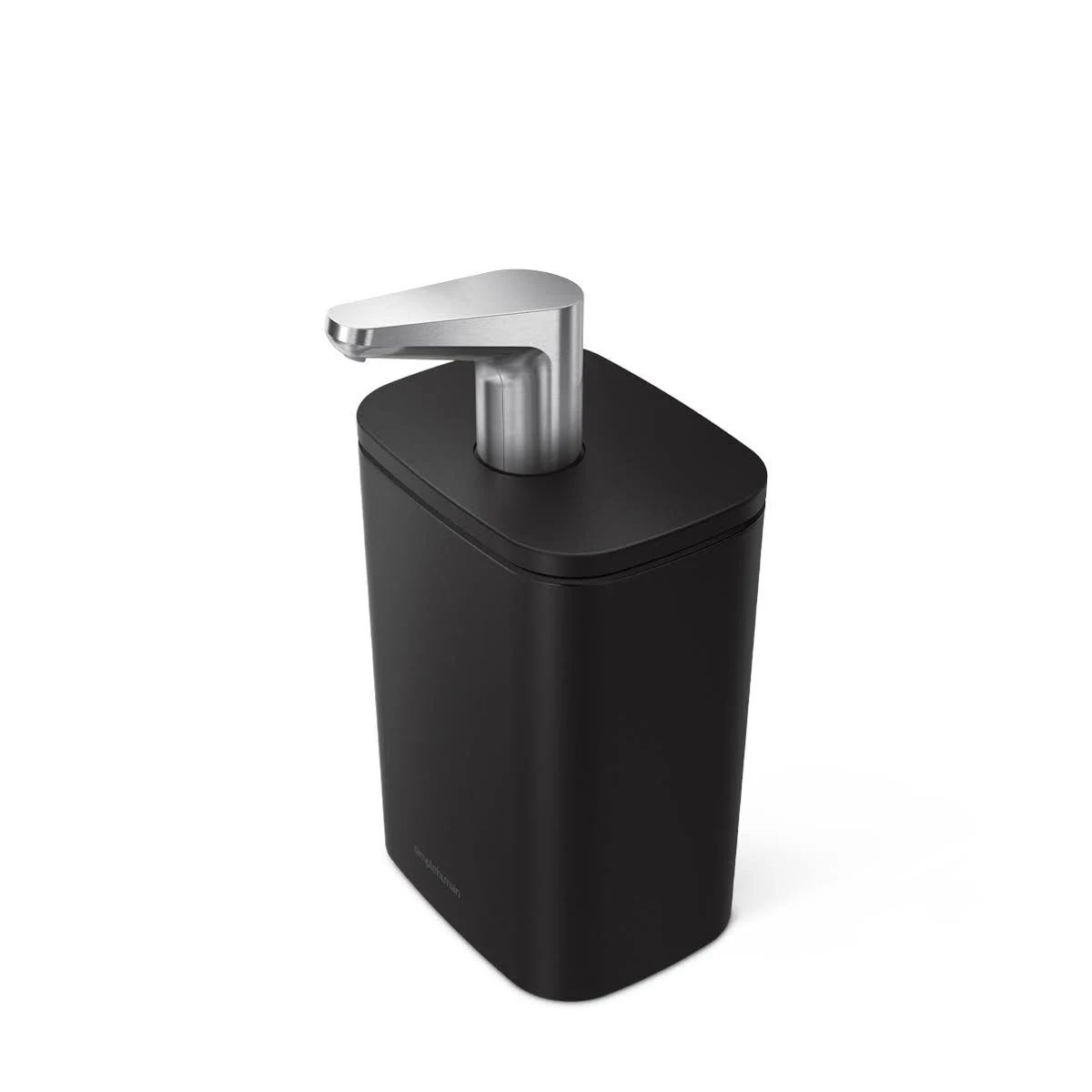 Stylish Simplehuman 16 oz. Matte Black Stainless Steel Pulse Pump Soap Dispenser | Image