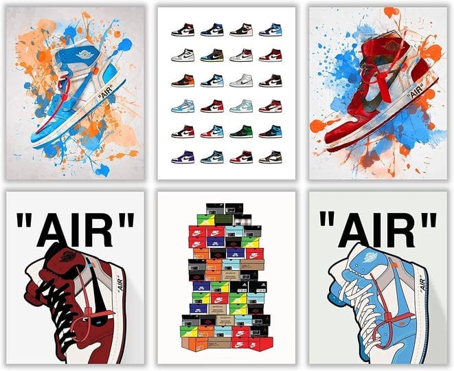 liya-design-prints-hypebeast-sneaker-poster-unframed-set-of-6-8-x-10-inch-aj-wall-art-hypebeast-room-1