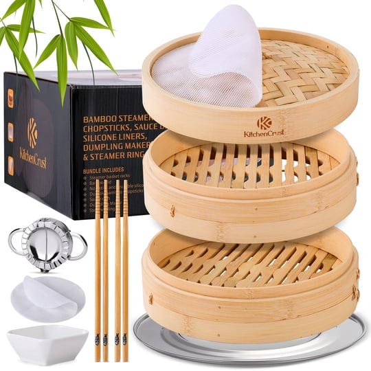 kitchencrust-bamboo-steamer-basket-for-chinese-asian-cuisine-2-tier-10-inch-steaming-basket-bun-vege-1