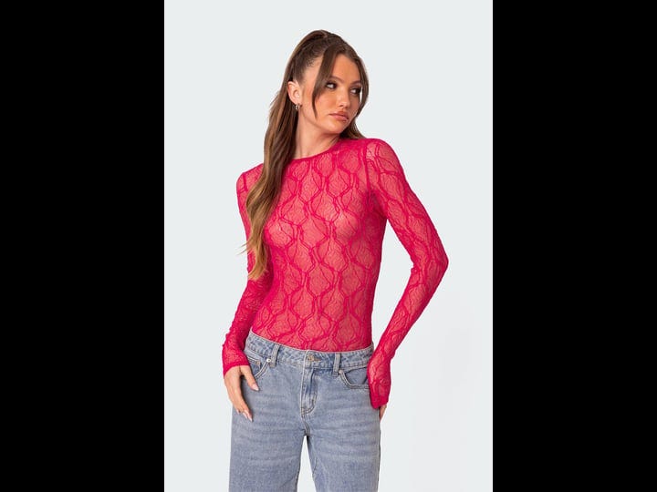 lina-textured-sheer-lace-bodysuit-fuchsia-s-1