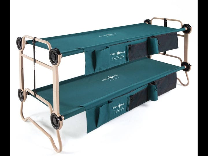 disc-o-bed-cam-o-bunk-large-portable-bunk-bed-cot-with-organizer-green-1