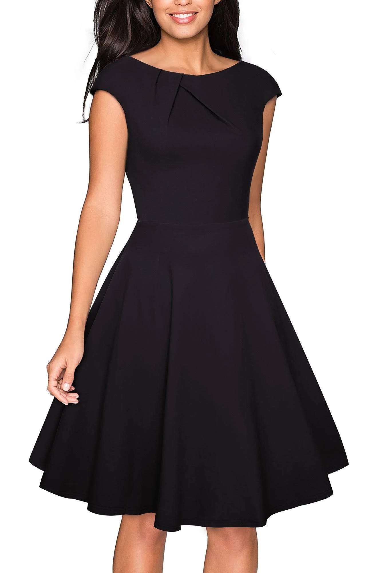 Vintage Scoop Neck Party Flare Dress - Casual and Versatile for Any Occasion | Image