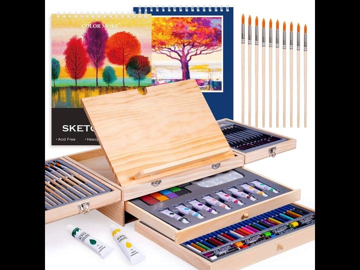 paint-set85-piece-deluxe-wooden-art-set-crafts-drawing-painting-kit-with-easel-and-2-drawing-pads-cr-1