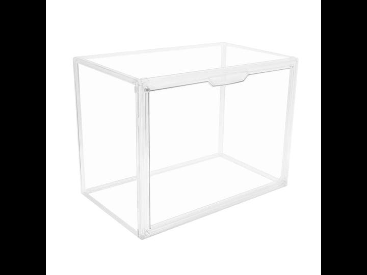 gudemay-clear-stackable-plastic-storage-bins-with-magnetic-attraction-lid-dustproof-book-cosmetic-di-1