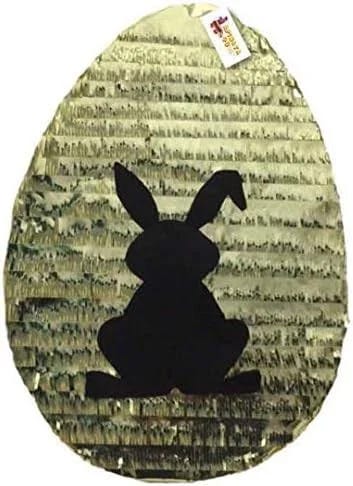 APINATA4U 2-D Gold Easter Egg Pinata with Black Shadow Bunny | Image