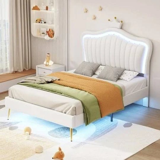 cosotower-twin-size-upholstered-bed-frame-with-led-lights-modern-upholstered-princess-bed-with-crown-1