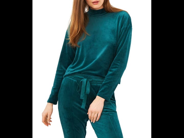 1-state-womens-drop-shoulder-high-neck-velour-top-green-forest-size-s-1