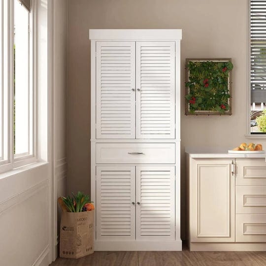 fufugaga-white-paint-wood-storage-cabinet-with-4-shutter-doors-drawers-and-adjustable-shelves-for-of-1