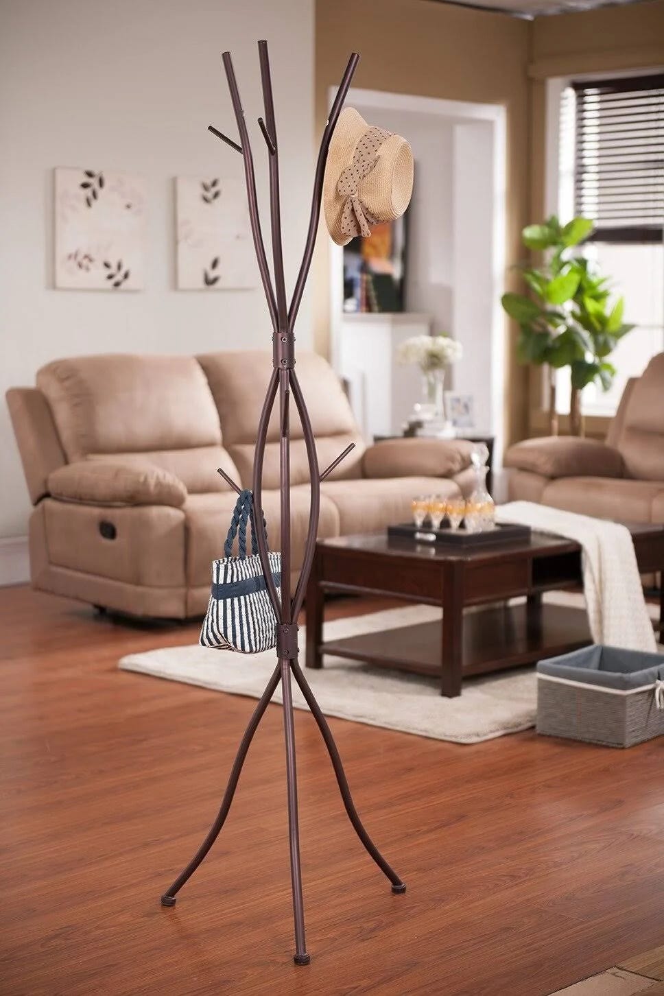 Bronze Coat Hanger and Hat Stand with 6 Hooks | Image