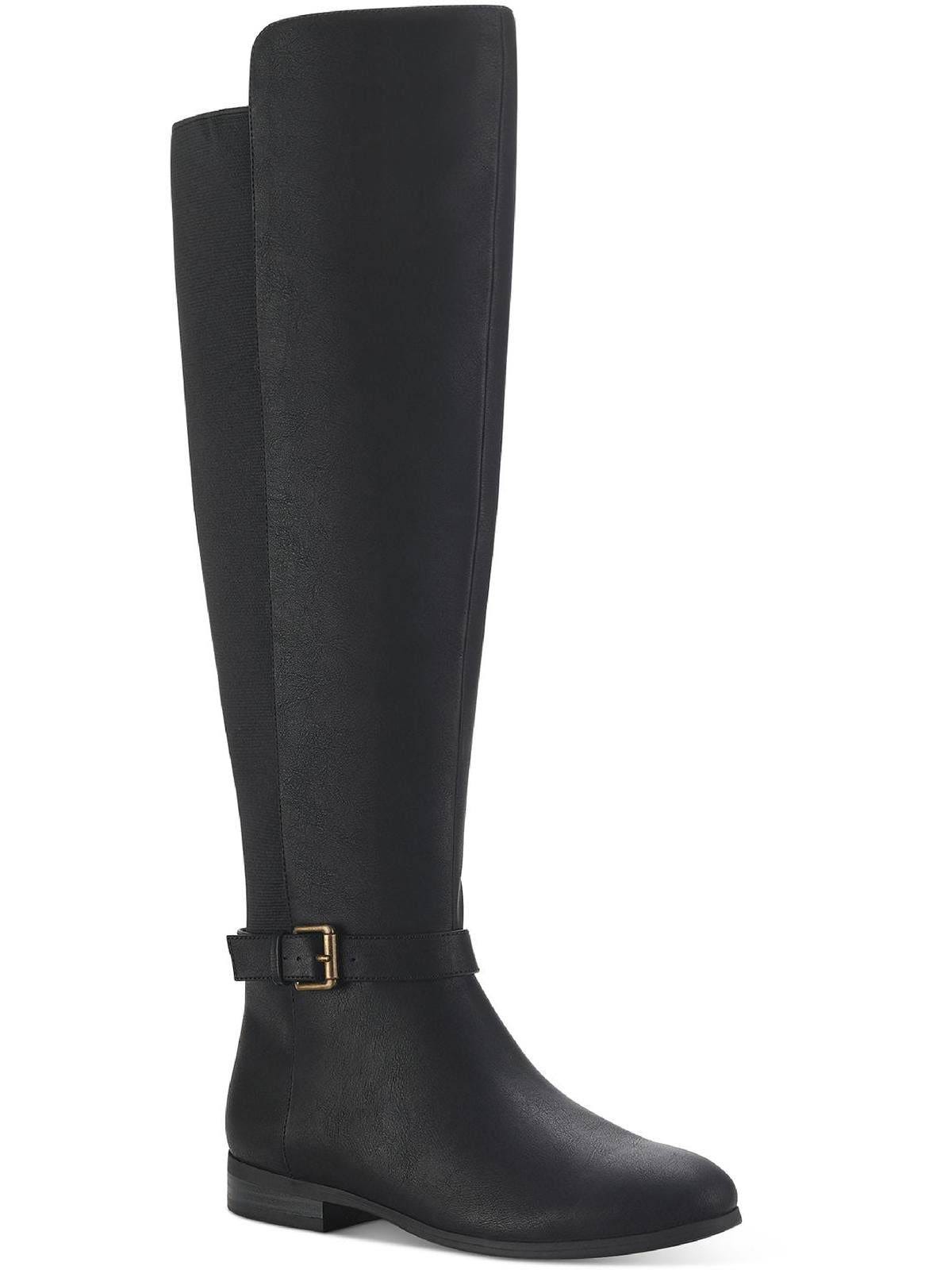 Stylish Wide-Calf Knee-High Boots with Buckled Ankle Straps | Image