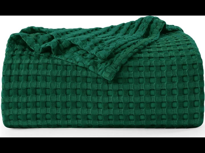 utopia-bedding-cotton-waffle-blanket-300-gsm-forest-green-90x108-inches-soft-lightweight-breathable--1